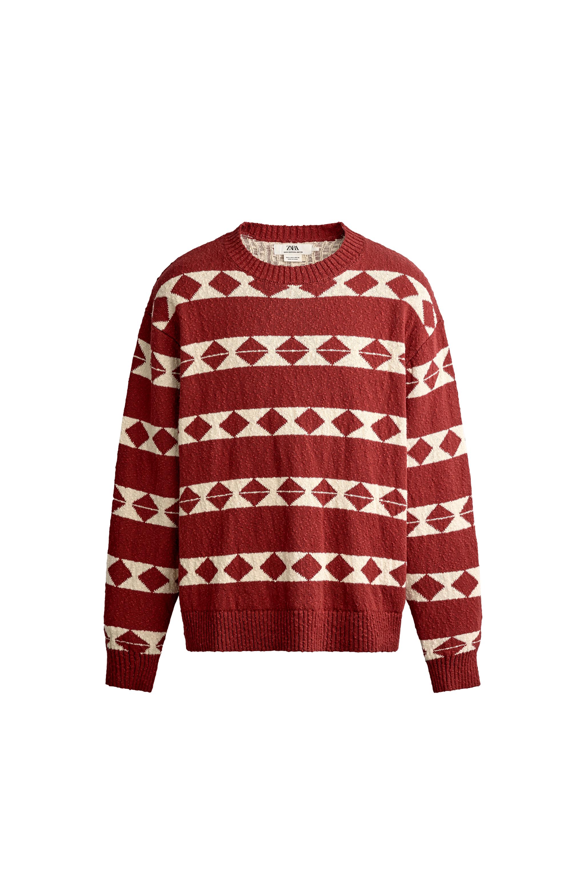 GEOMETRIC JACQUARD RELAXED FIT SWEATER